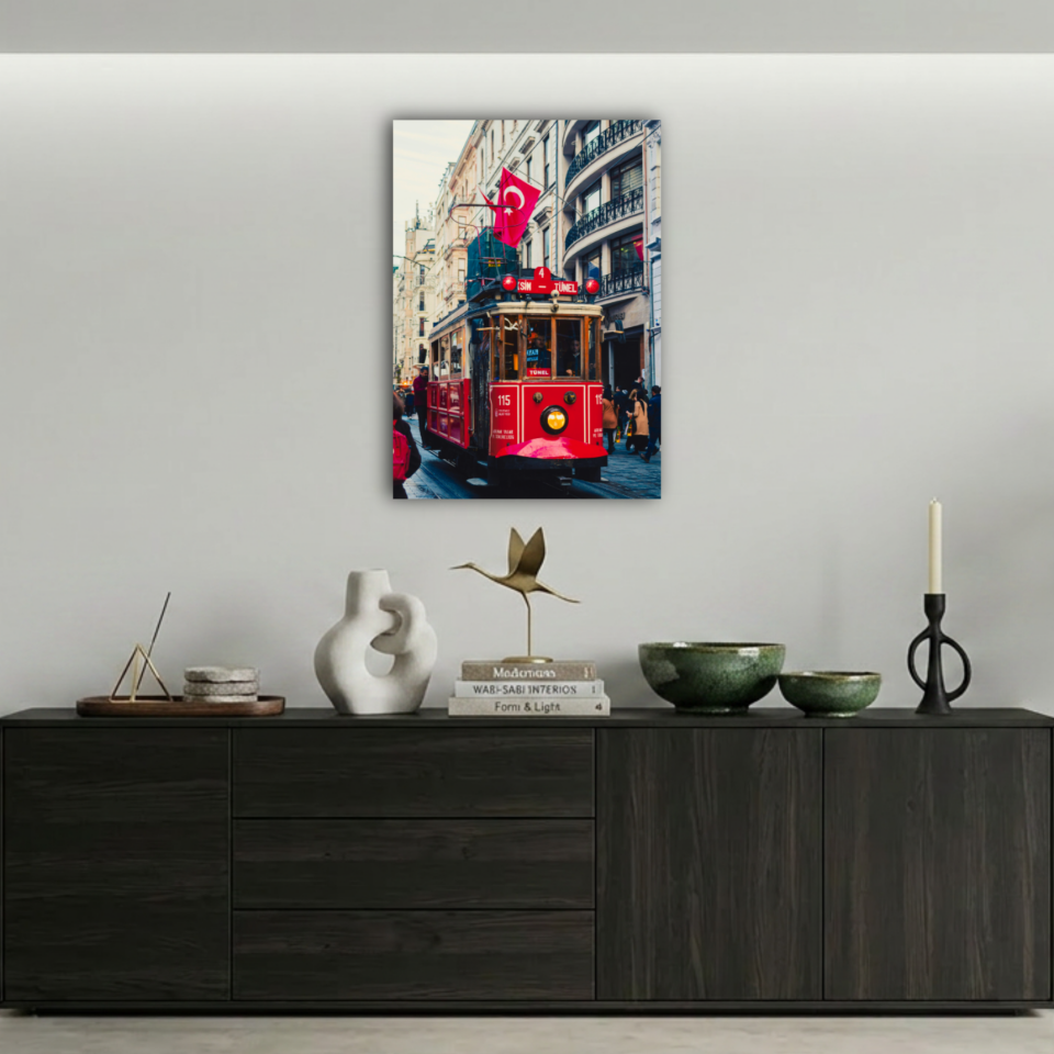 Taksim Tünel Nostaljik Kırmızı Tramvay Metal Poster