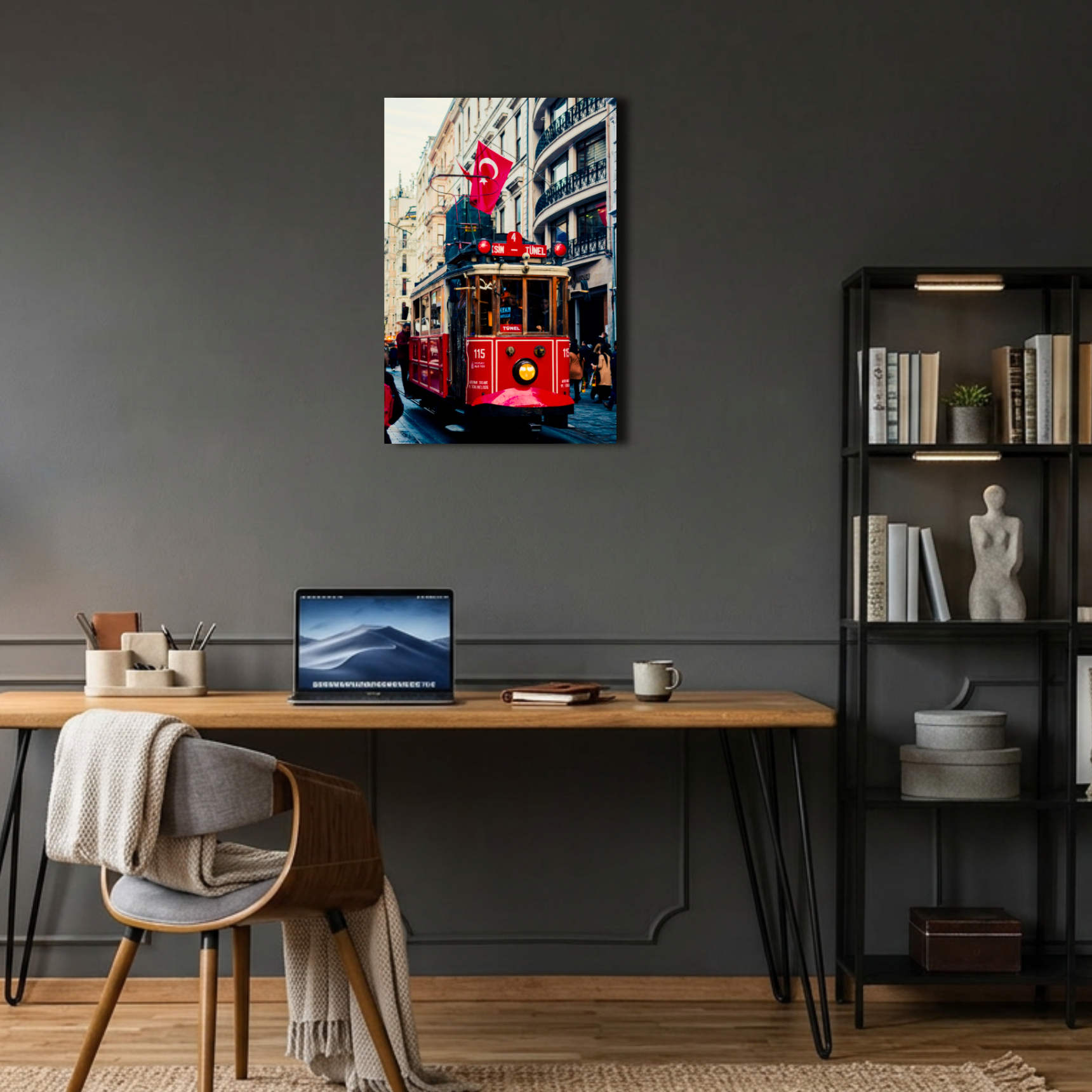 Taksim Tünel Nostaljik Kırmızı Tramvay Metal Poster