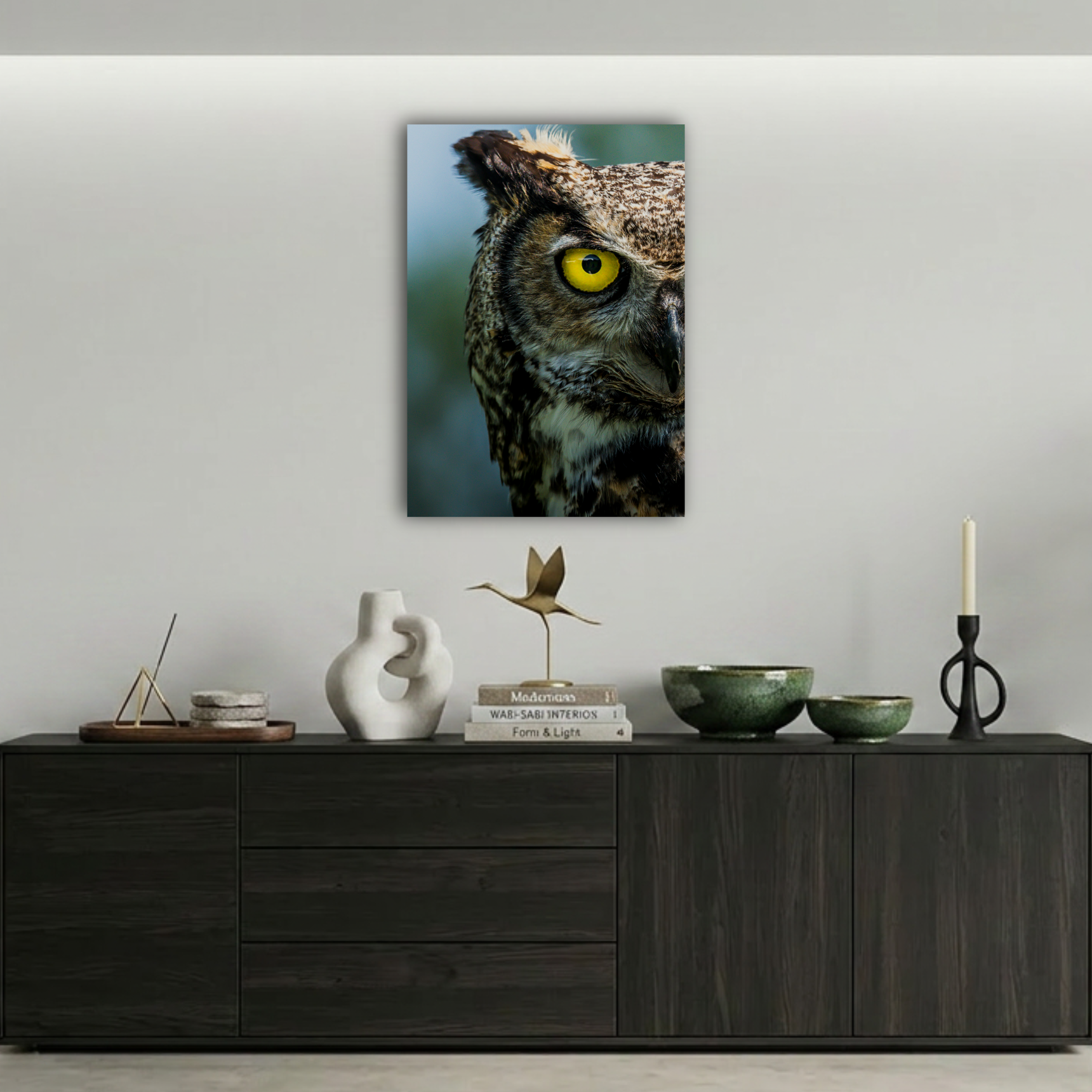 Keskin Bakışlı Baykuş Portresi Metal Poster