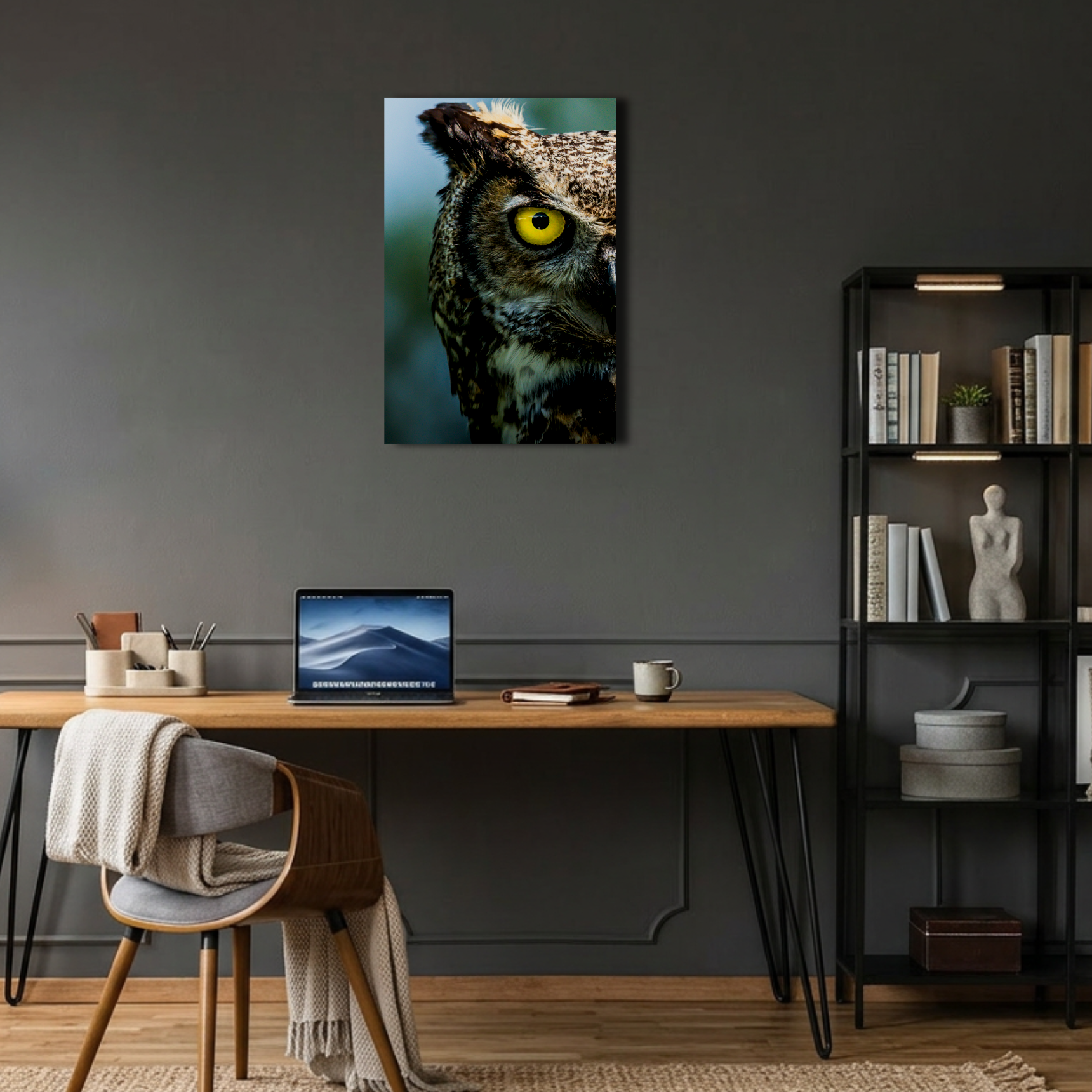 Keskin Bakışlı Baykuş Portresi Metal Poster