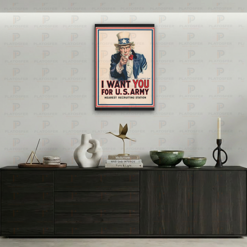 Uncle Sam I Want You Vintage Metal Poster