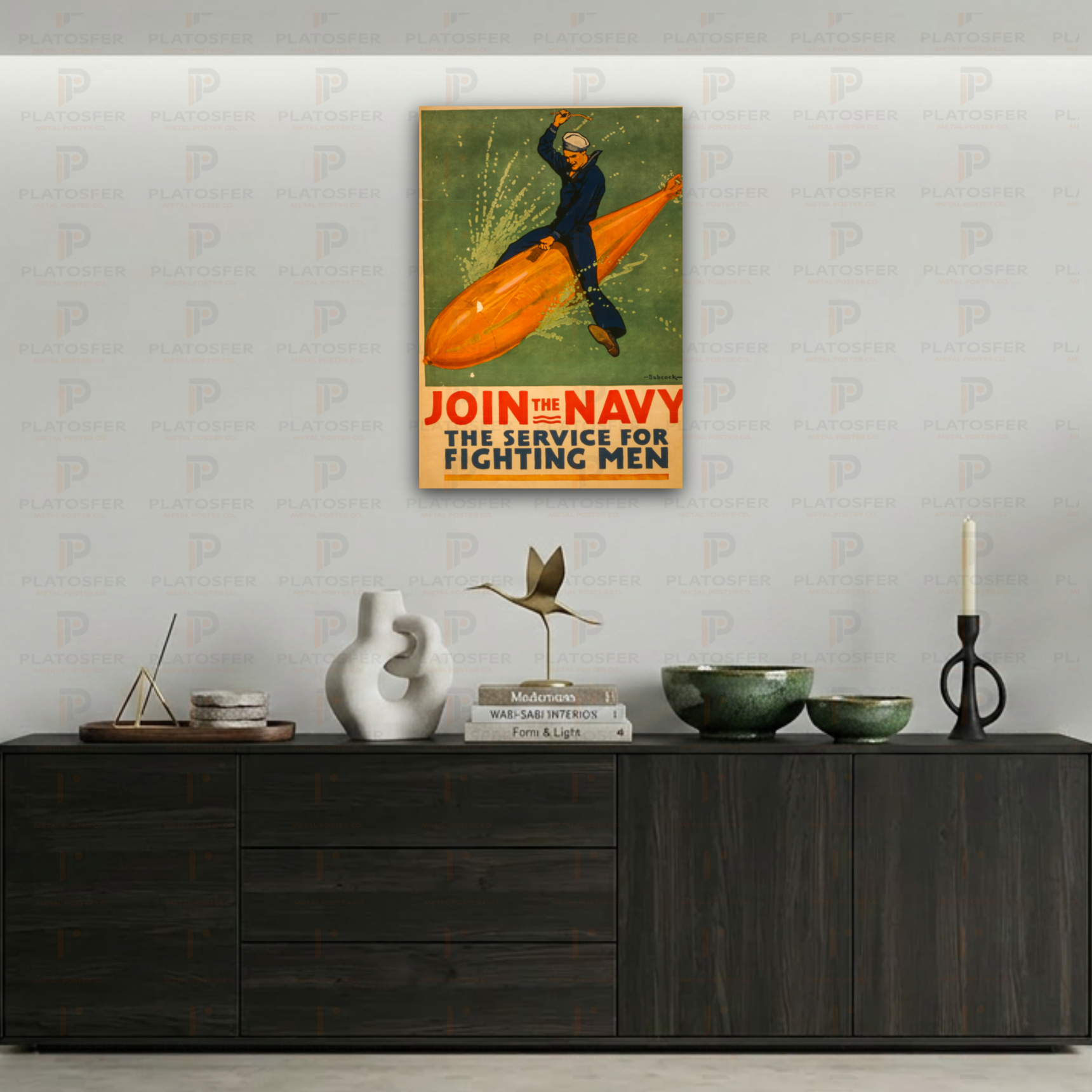 Join The Navy Vintage Askeri Metal Poster