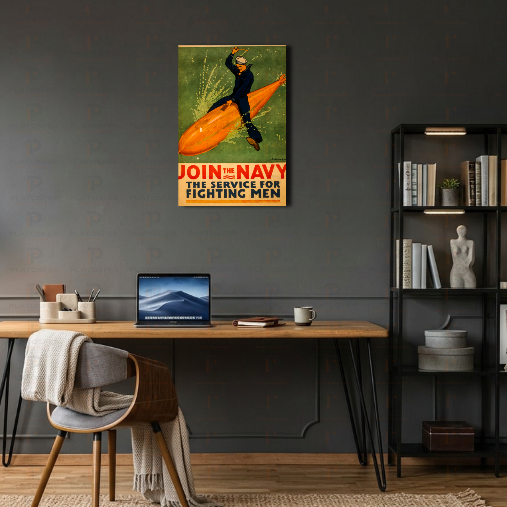 Join The Navy Vintage Askeri Metal Poster