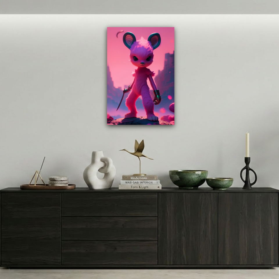 Neon Savaşçısı: Pembe Fare Metal Poster