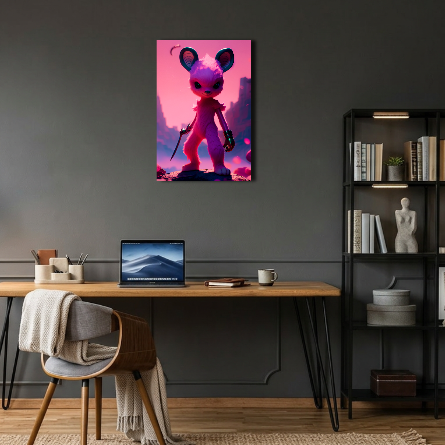 Neon Savaşçısı: Pembe Fare Metal Poster