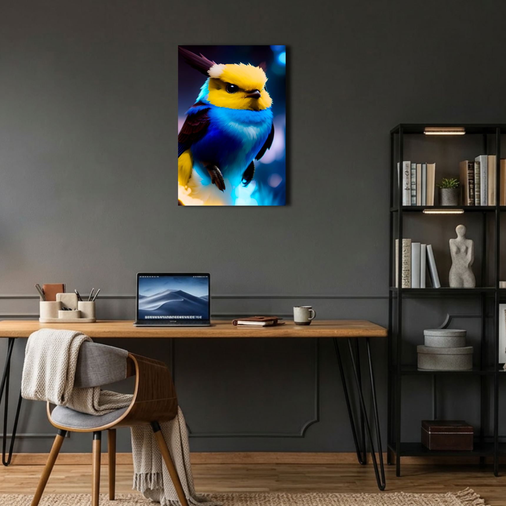 Mistik Mavi & Sarı Kuş Metal Poster