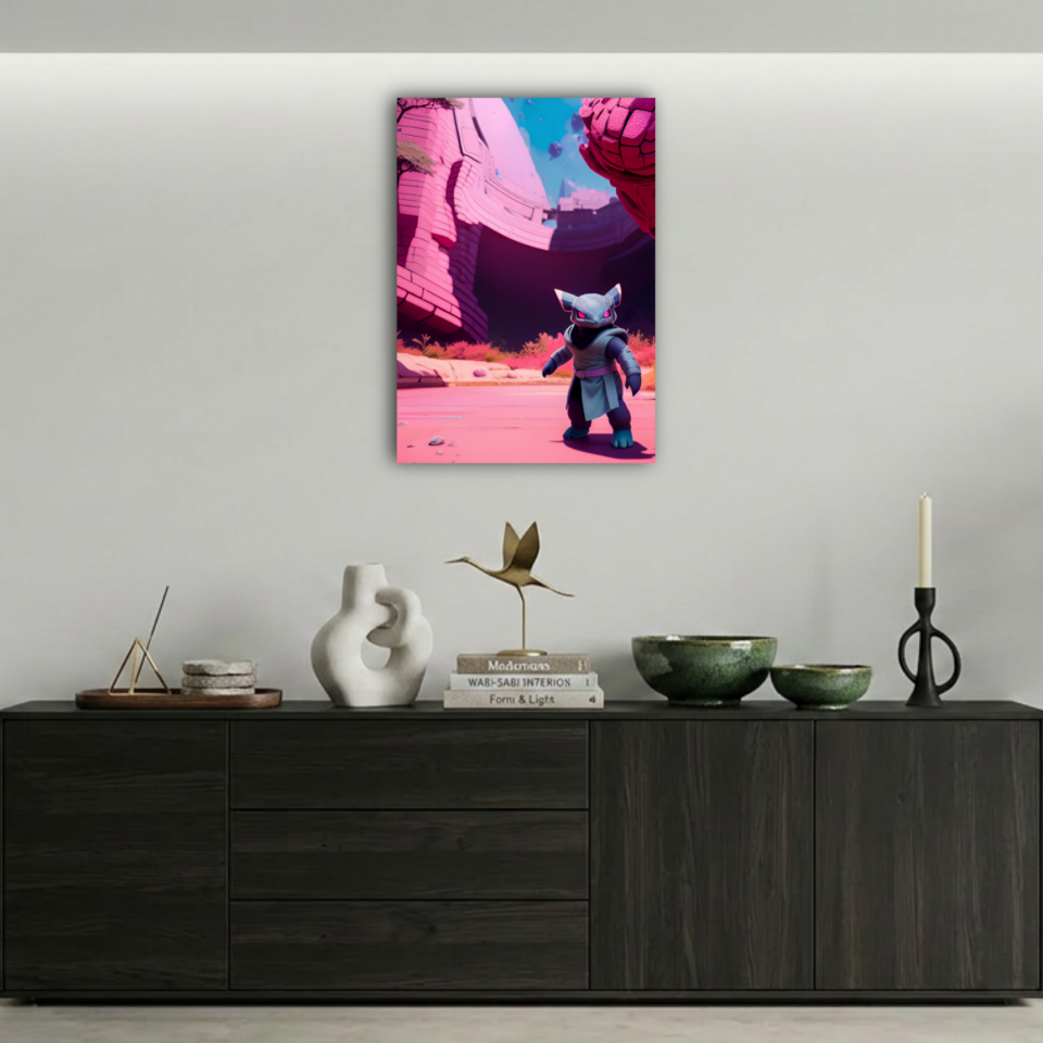 Pembe Gezegen Uzaylı Savaşçı Metal Poster