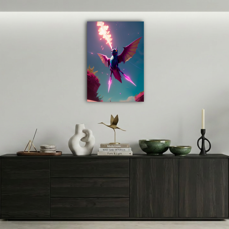Siber Robot Ejderha Lazer Metal Poster