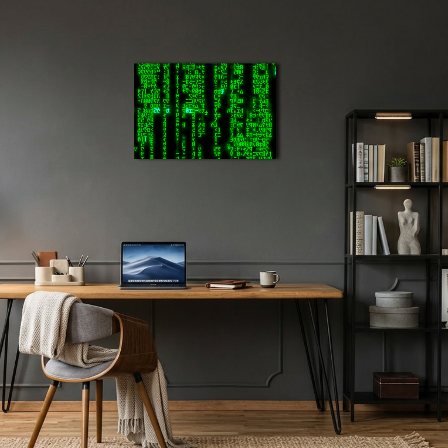 The Matrix Yeşil Dijital Kodlar Akışı Metal Poster