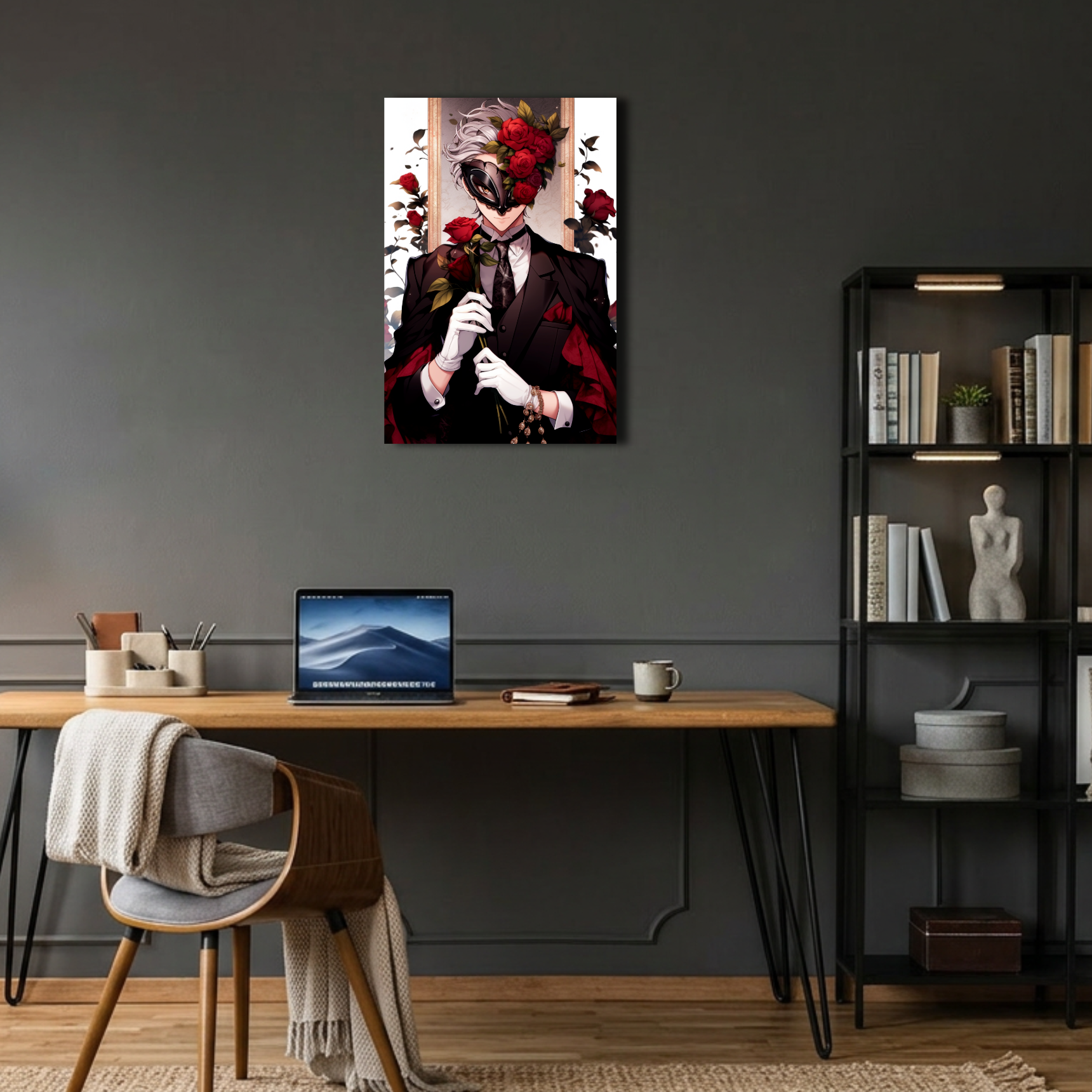 Maske ve Gül Gotik Aristokrat Anime Metal Poster