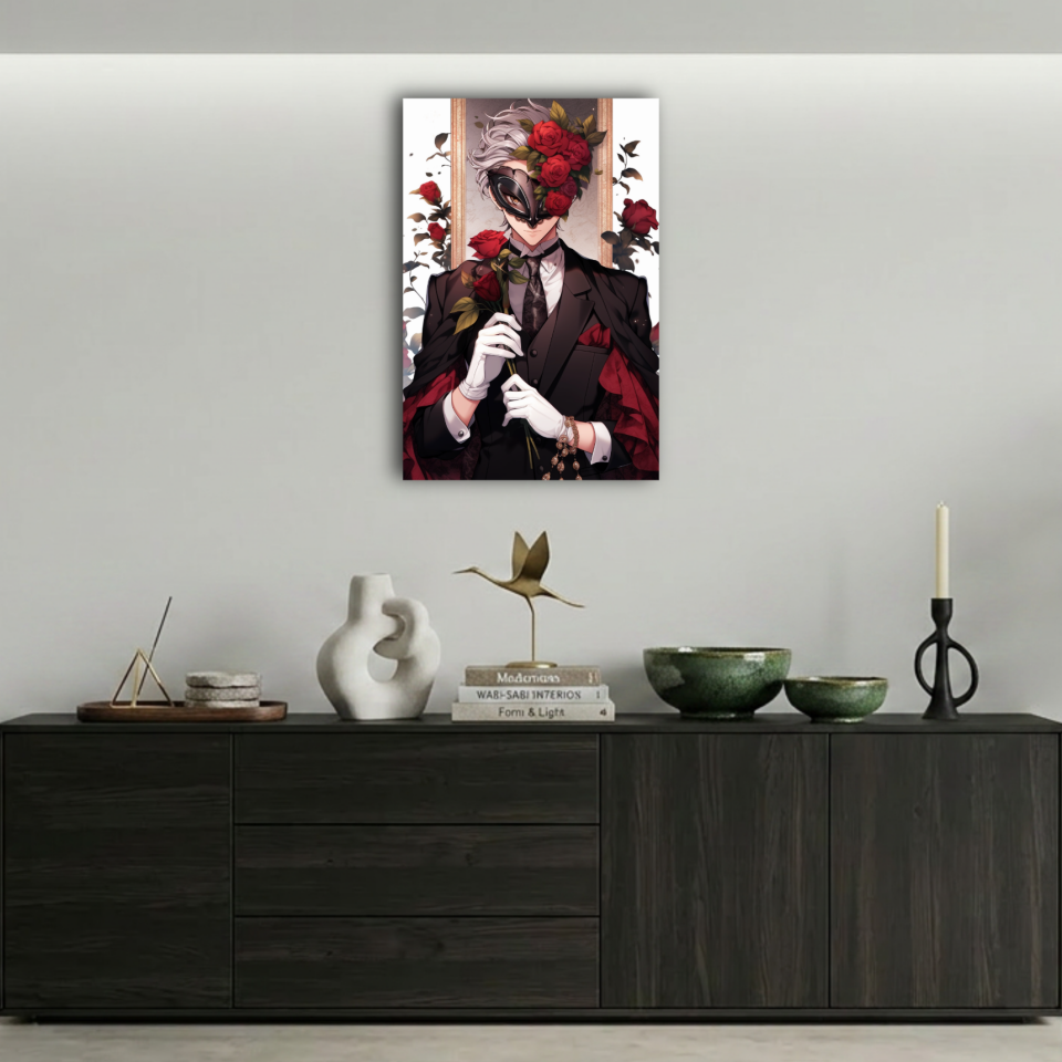 Maske ve Gül Gotik Aristokrat Anime Metal Poster