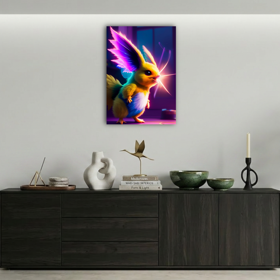 Neon Işıltılı Mistik Yaratık Metal Poster