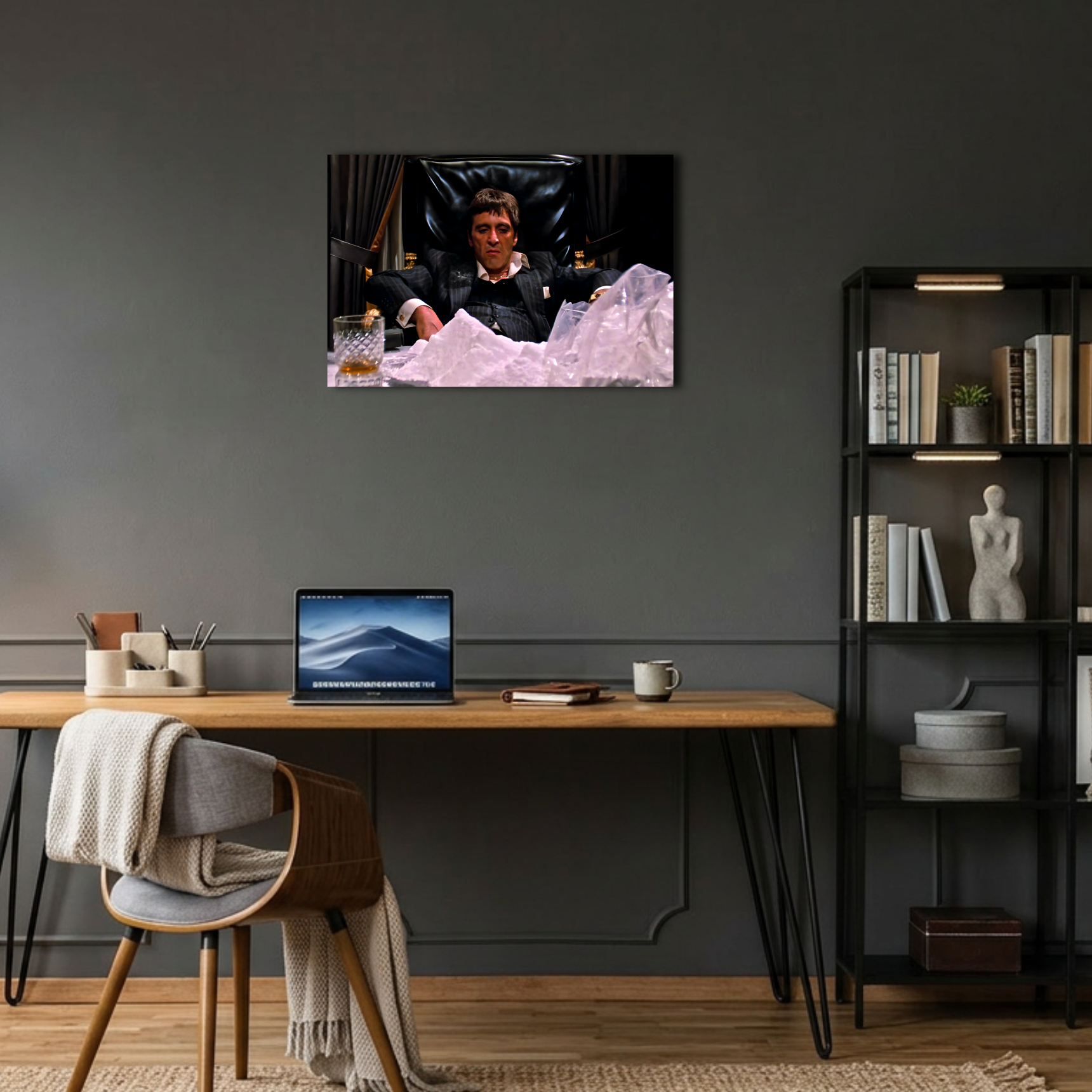 Scarface Masada Oturan Tony Montana Metal Poster