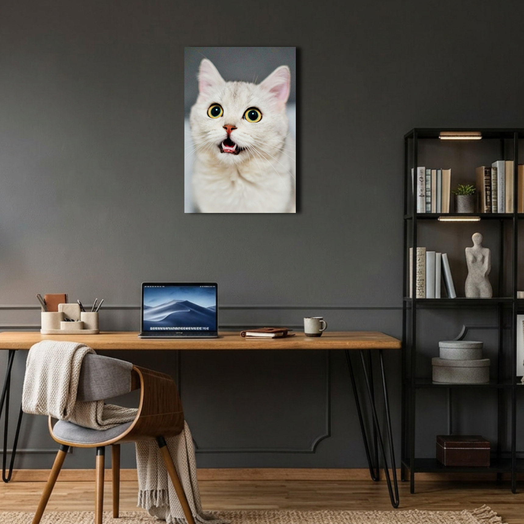 Şaşkın Sevimli Kedi Portresi Metal Poster