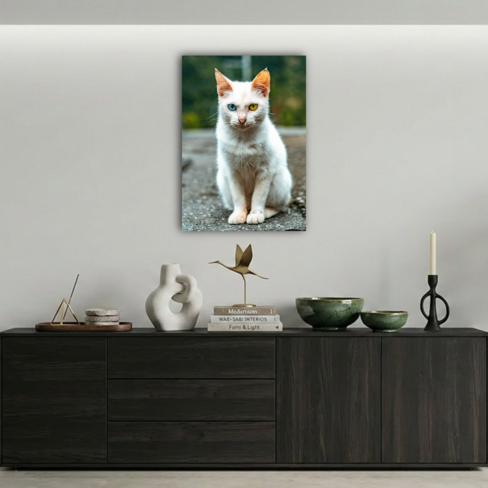 Beyaz Asil Kedi Metal Poster