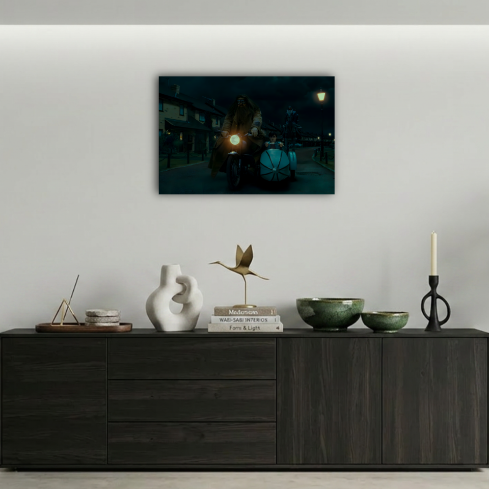 Harry Potter ve Hagrid Uçan Motosiklet Metal Poster