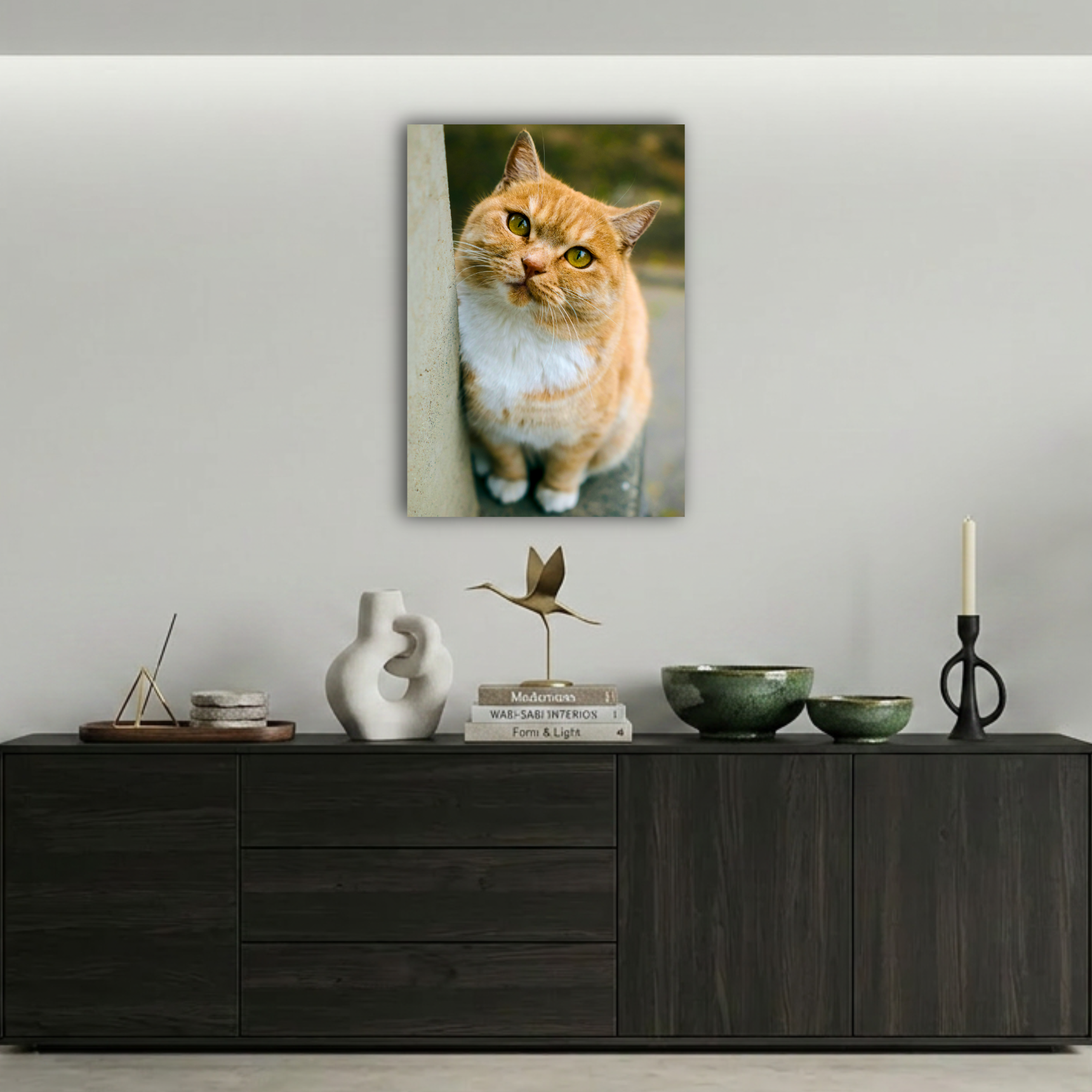 Sevimli Sarı Tekir Kedi Metal Poster