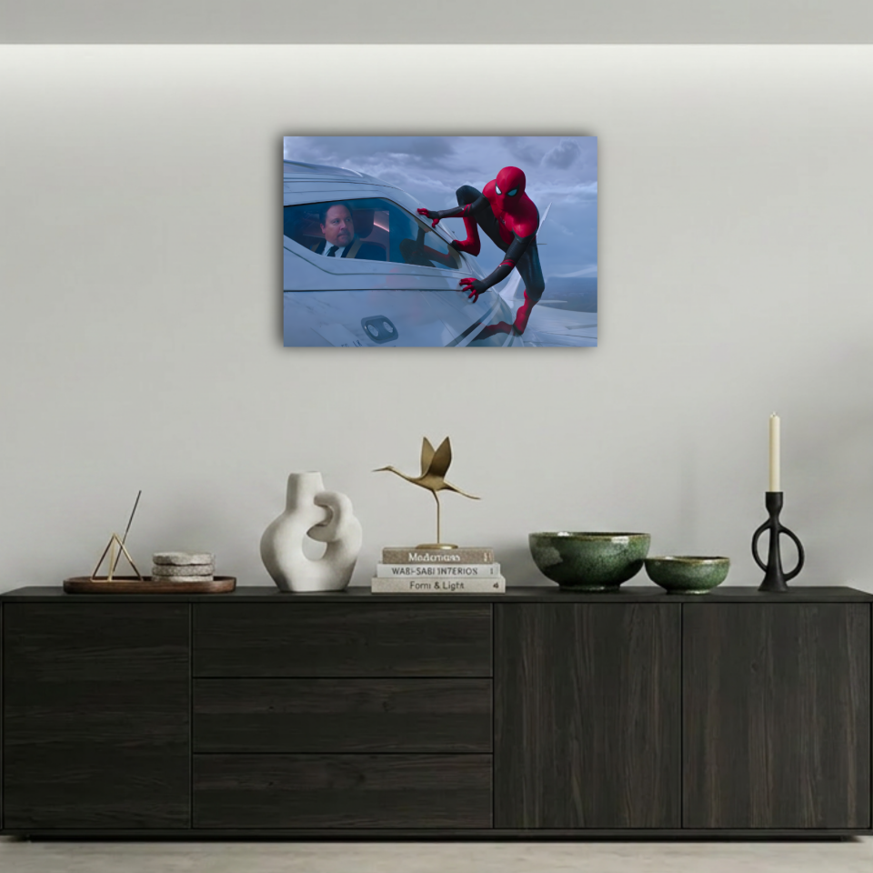 Spider-Man Uçak Üzerinde Aksiyon Sahnesi Metal Poster