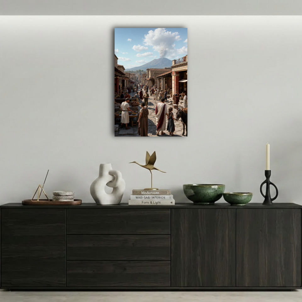 Pompeii Antik Kenti ve Vezüv Yanardağı Metal Poster
