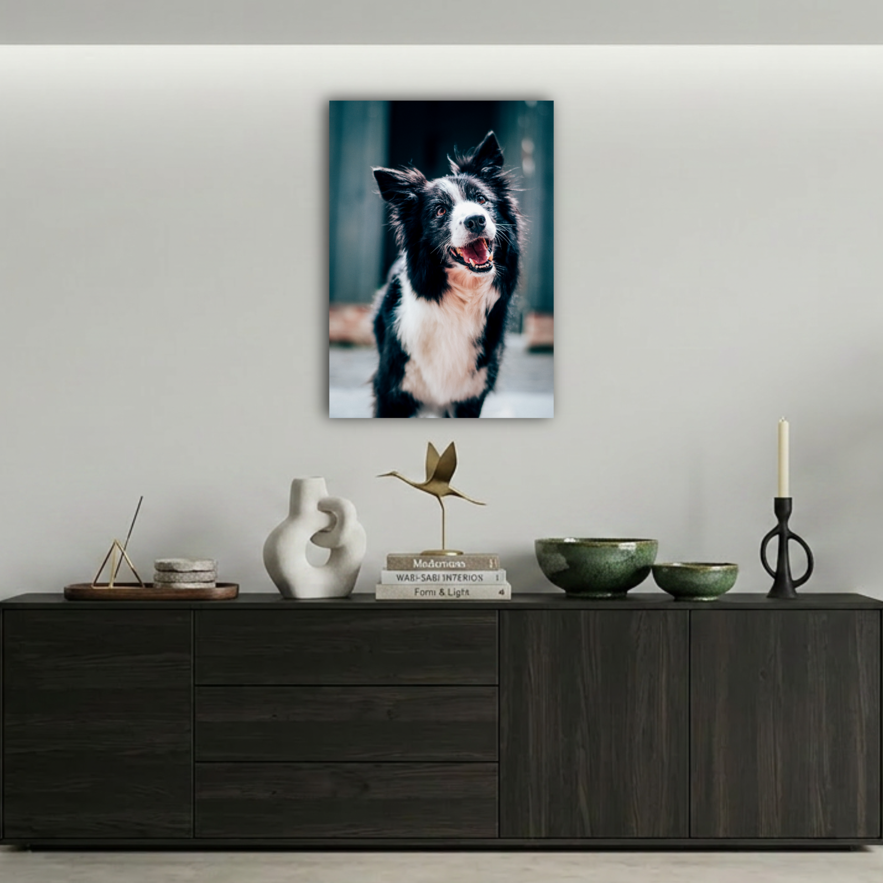 Mutlu Border Collie Köpek Metal Poster