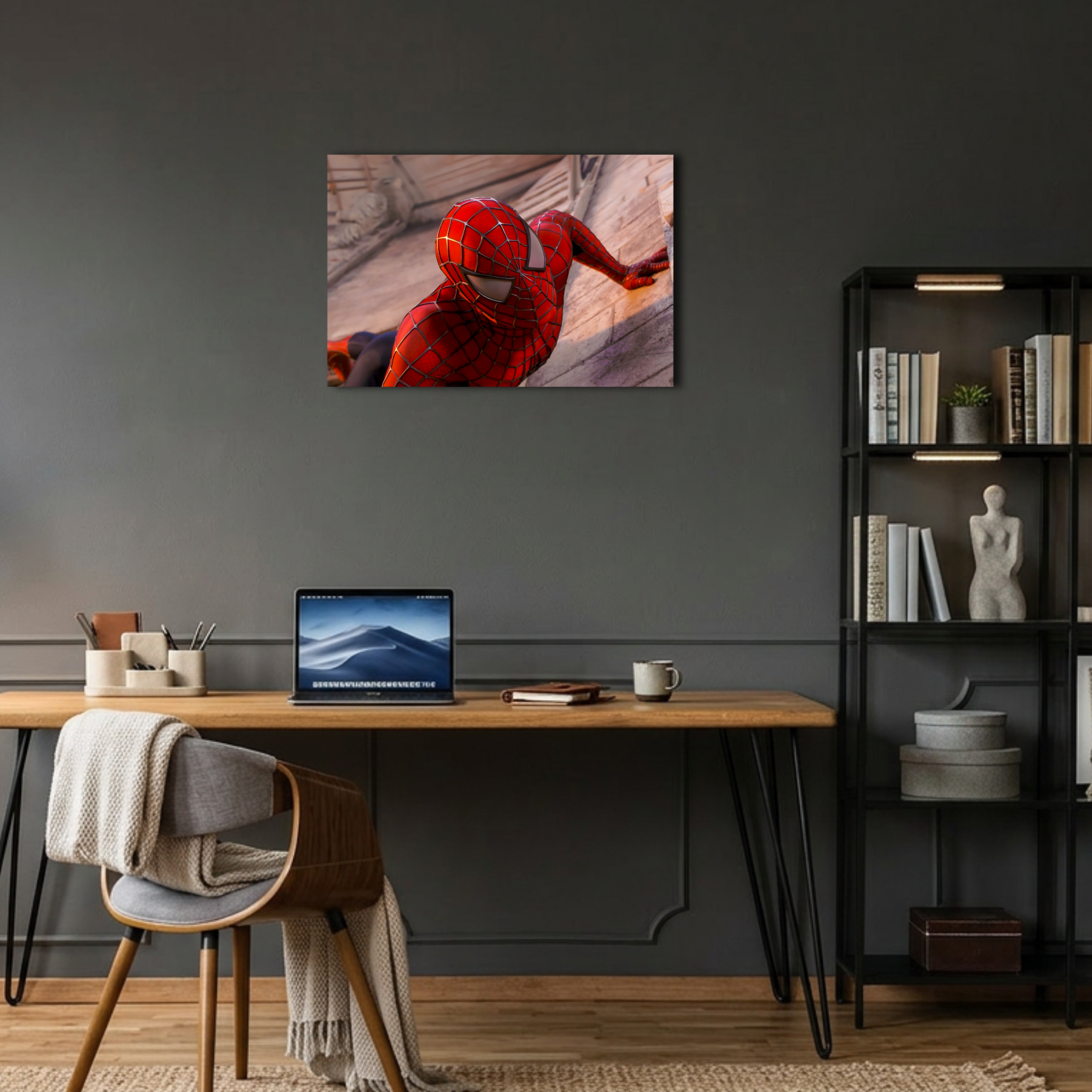 Spider-Man Duvara Tırmanan Aksiyon Portre Metal Poster