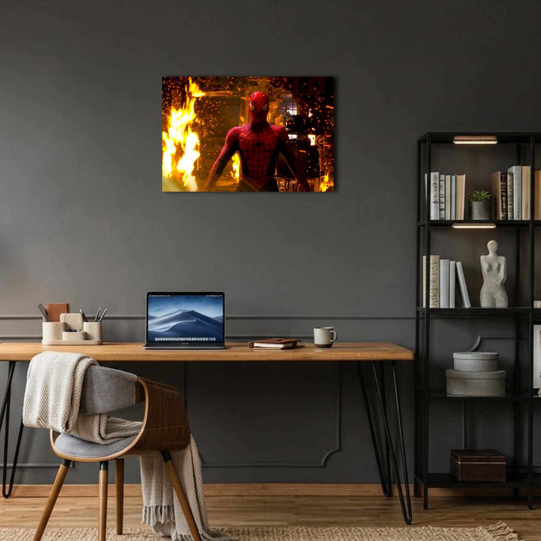 Spider-Man Yangın ve Alevler İçinde Kahraman Metal Poster