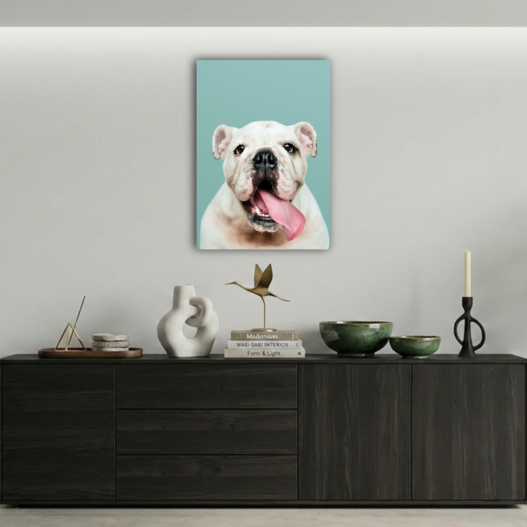 Sevimli İngiliz Bulldog Köpek Metal Poster
