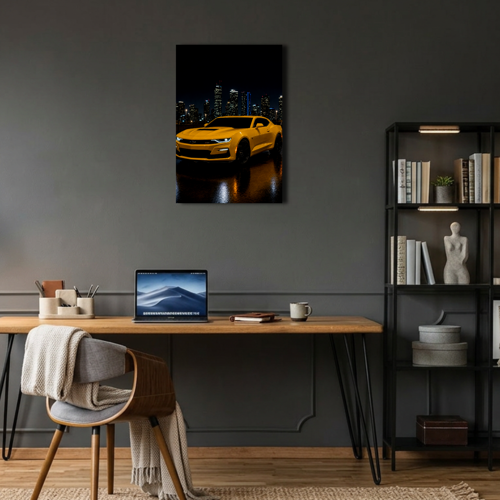Sarı Chevrolet Camaro Metal Poster