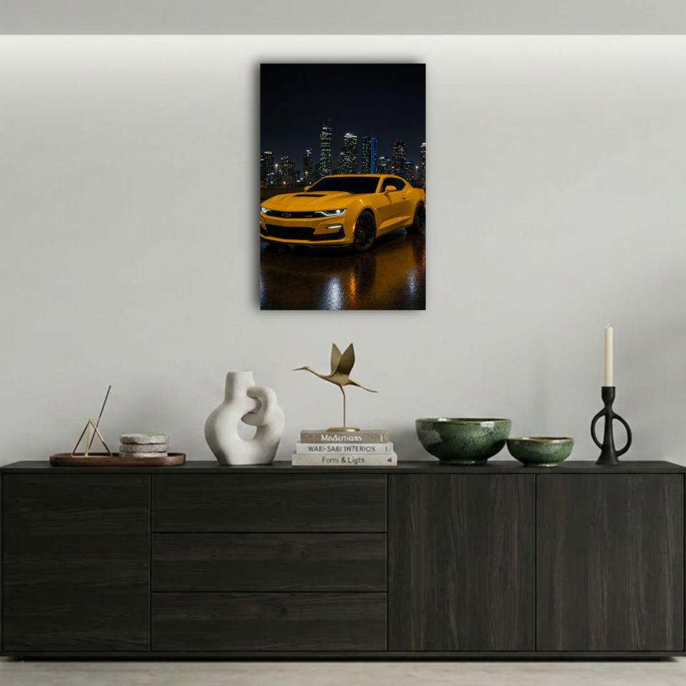 Sarı Chevrolet Camaro Metal Poster