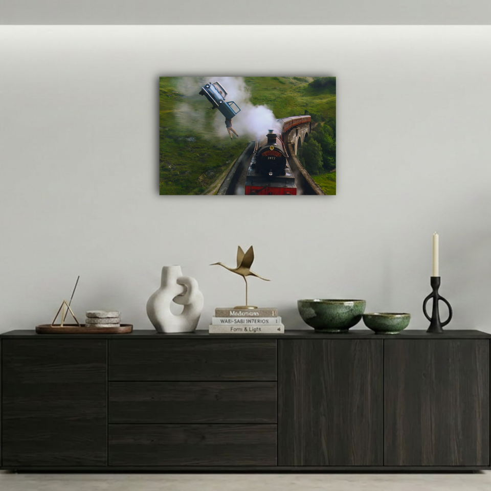 Harry Potter Hogwarts Ekspresi ve Uçan Araba Metal Poster