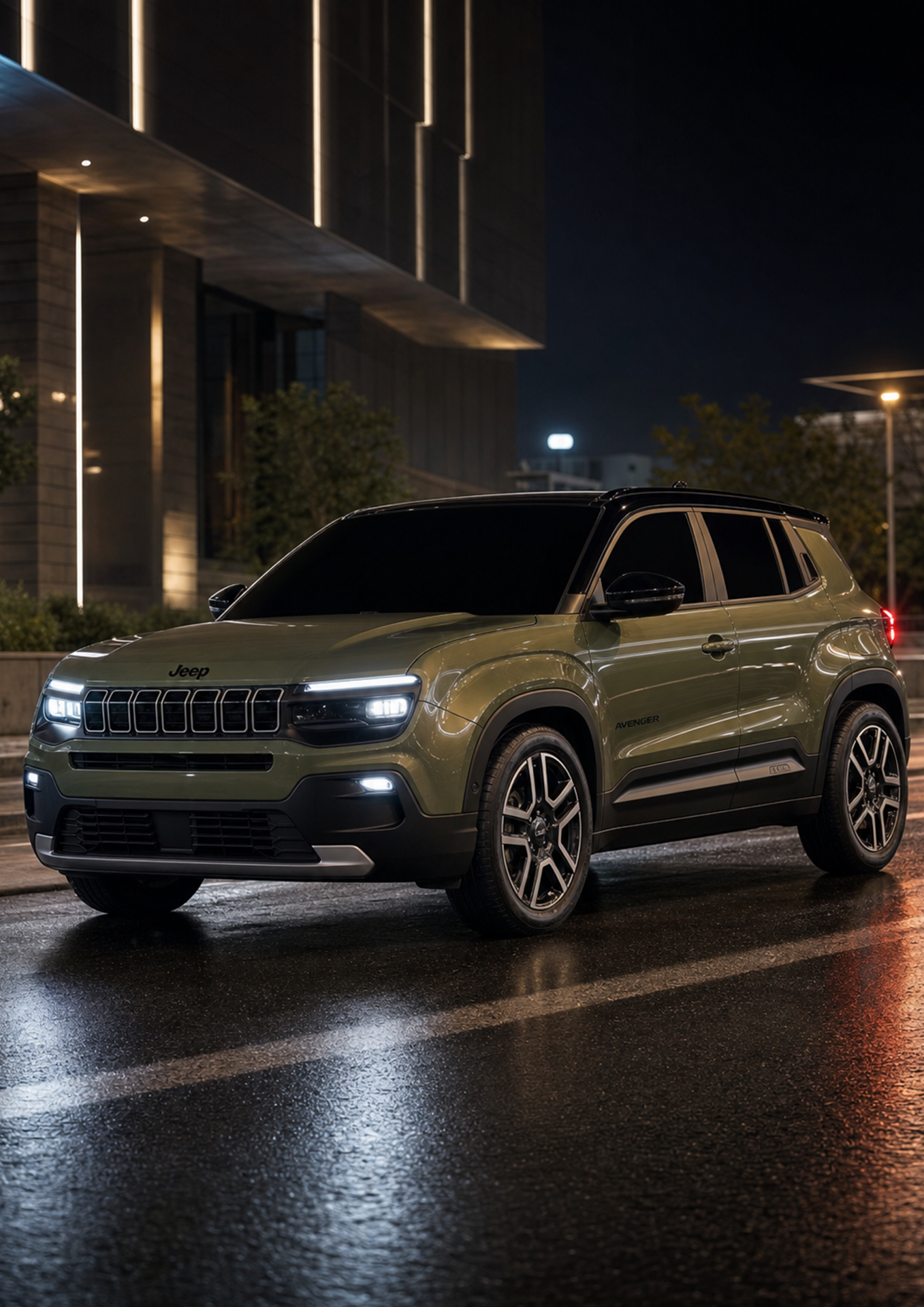 Haki Yeşil Jeep Avenger Metal Poster