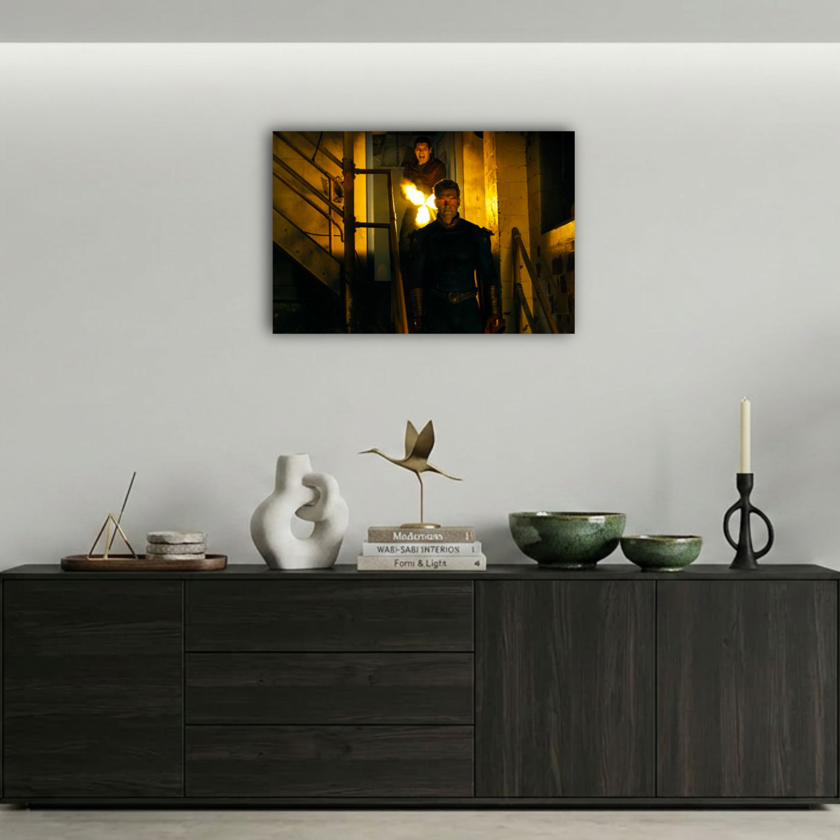 The Boys Homelander Kırmızı Gözler Çatışma Sahnesi Metal Poster