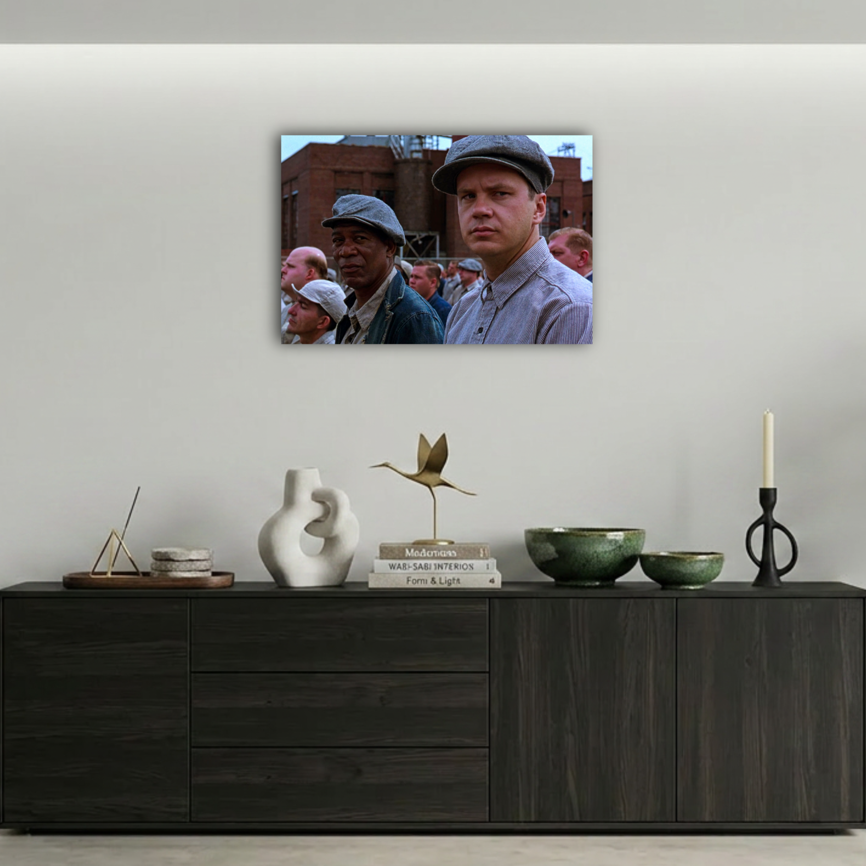 Esaretin Bedeli Andy & Red Avlu Sahnesi Metal Poster