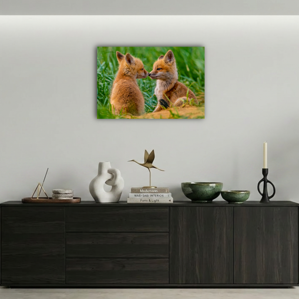 Sevimli Yavru Tilkiler Metal Poster