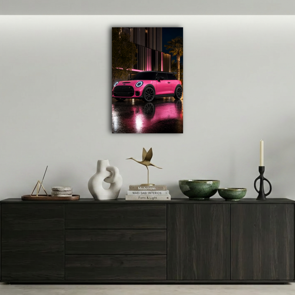 Pembe Mini Cooper S Metal Poster