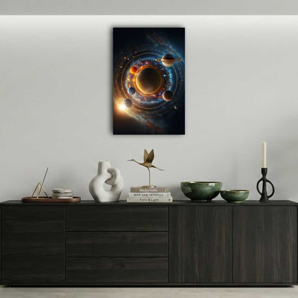 Gezegenler ve Galaksi Sistemi Metal Poster