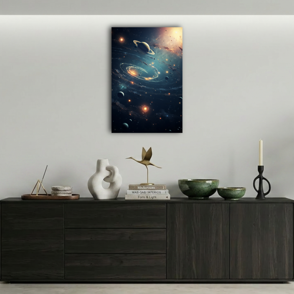 Samanyolu Galaksisi ve Gezegenler Metal Poster