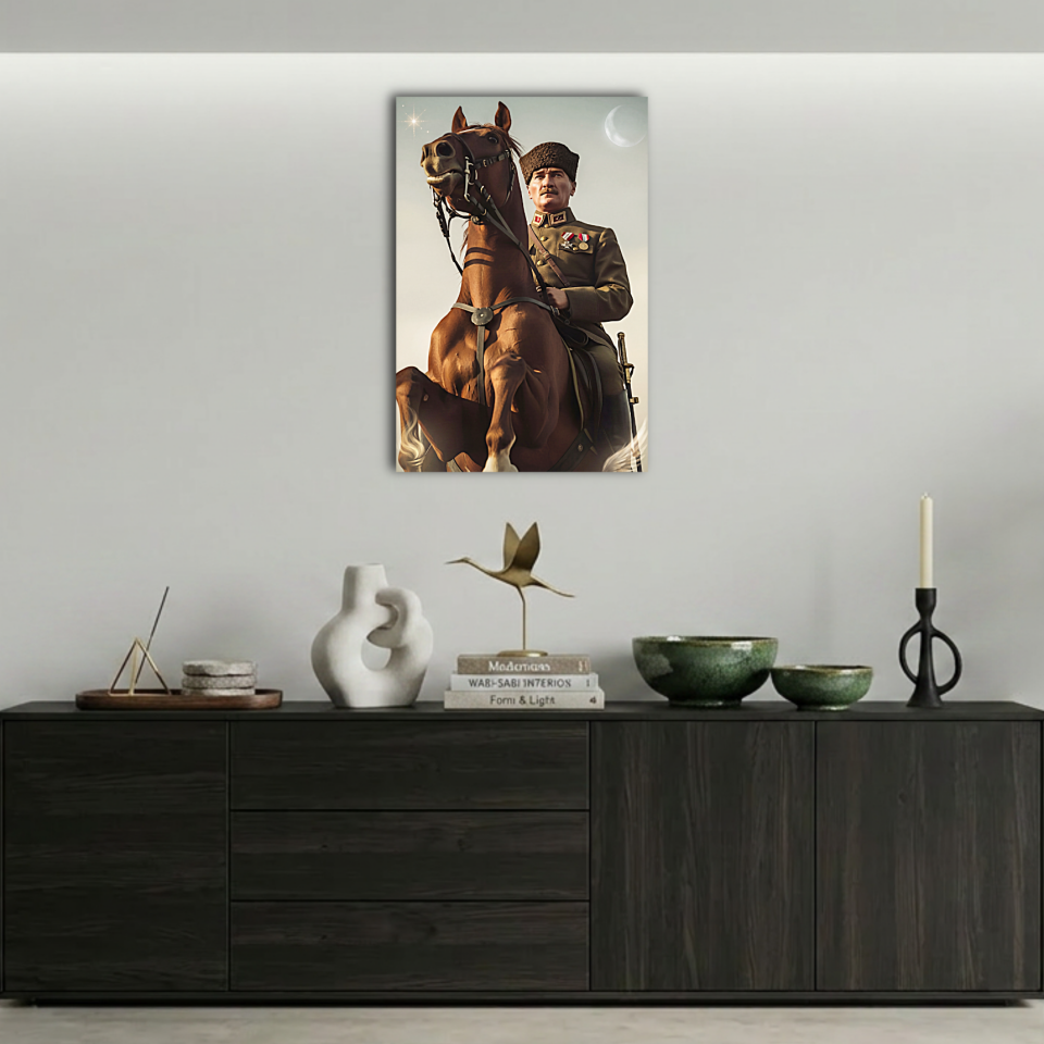Atatürk At Üstünde Metal Poster