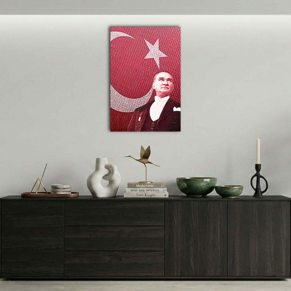Atatürk ve Türk Bayrağı Metal Poster