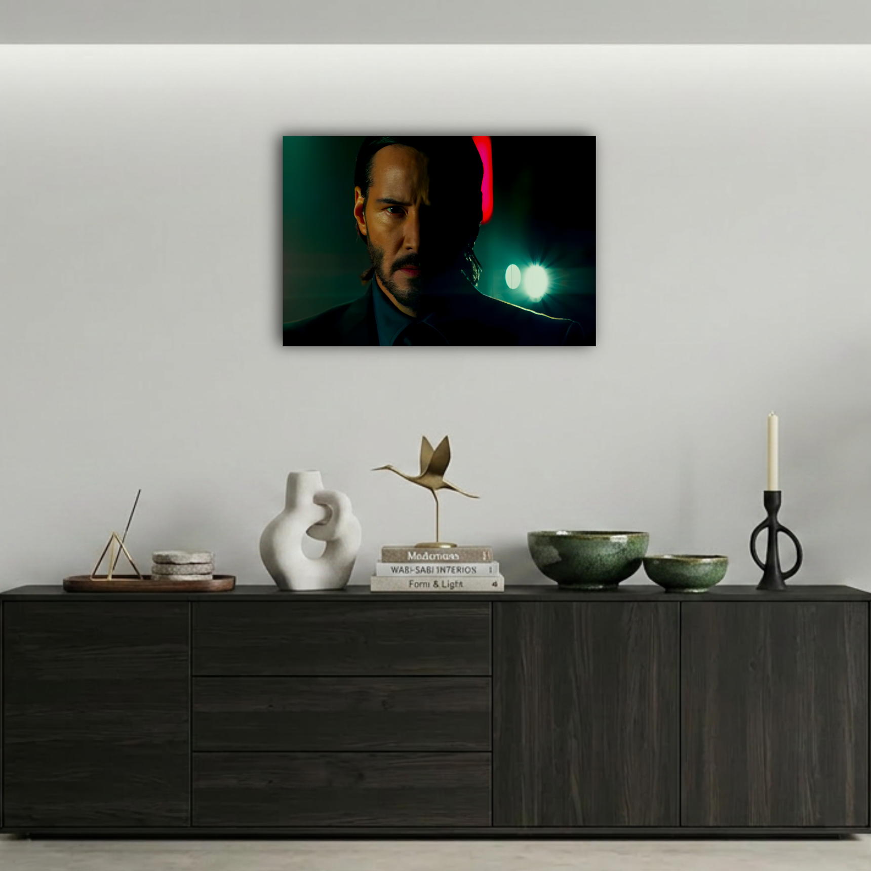 John Wick Neon Portre Metal Poster