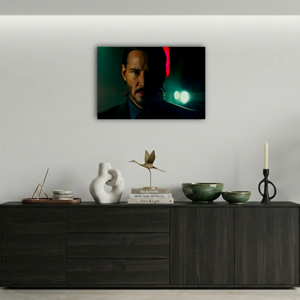 John Wick Neon Portre Metal Poster