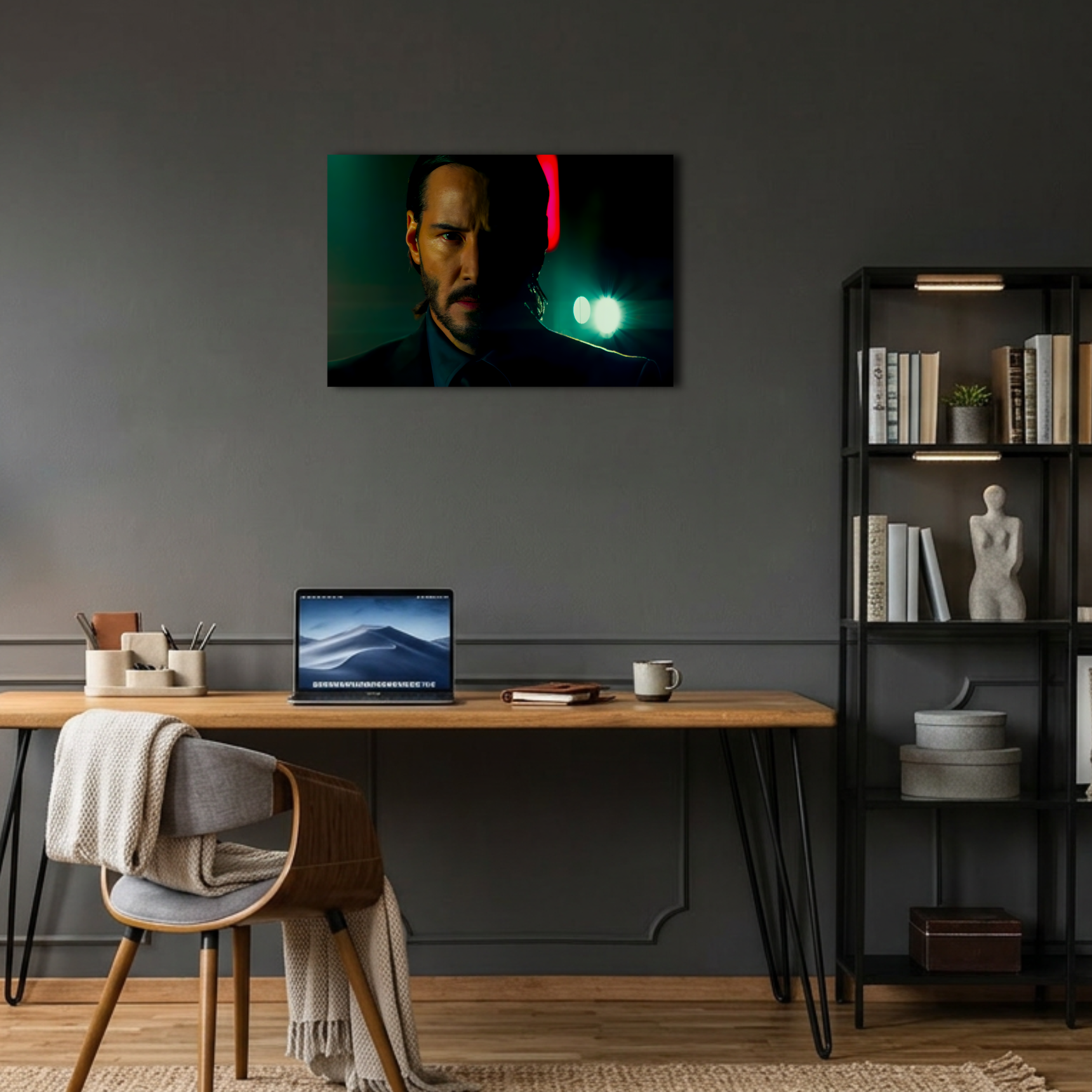 John Wick Neon Portre Metal Poster
