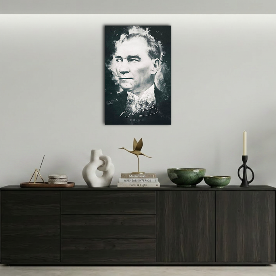 Atatürk İmzalı ve Portreli Metal Poster