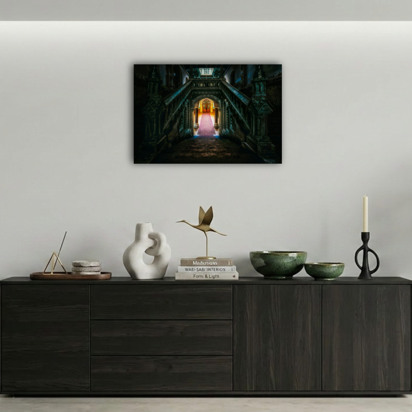 Gotik Merdiven ve Koridor Metal Poster