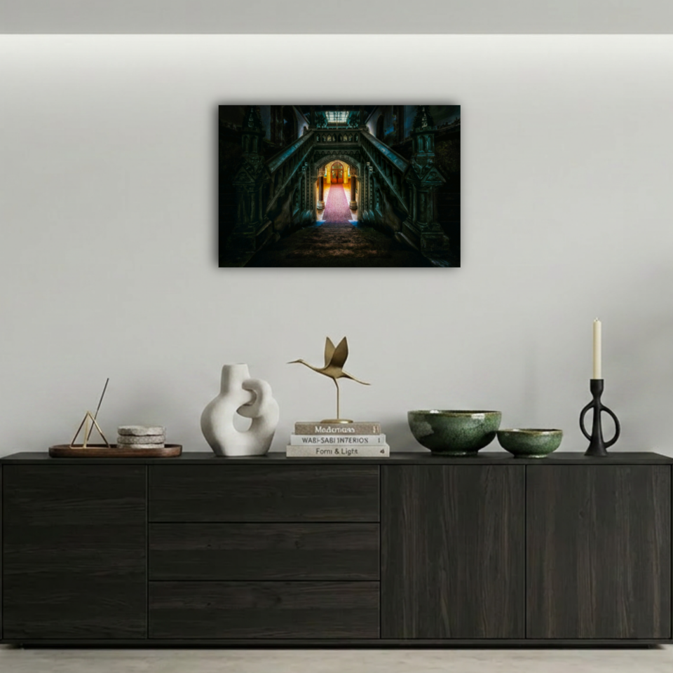 Gotik Merdiven ve Koridor Metal Poster