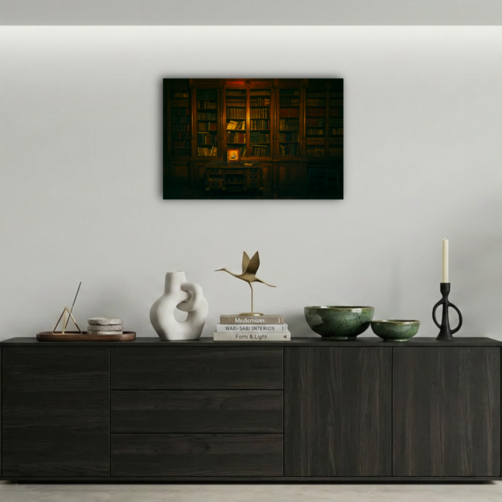 Antik Kütüphane ve Çalışma Masası Metal Poster