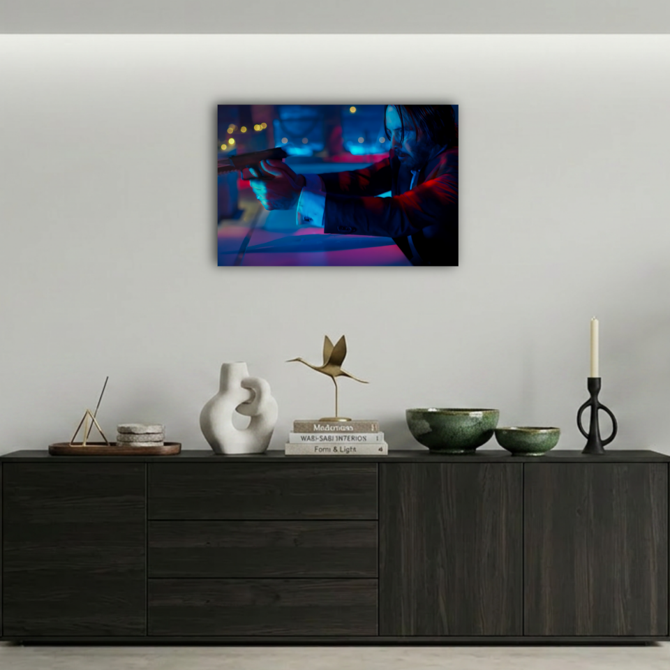 John Wick Neon Çatışma Metal Poster