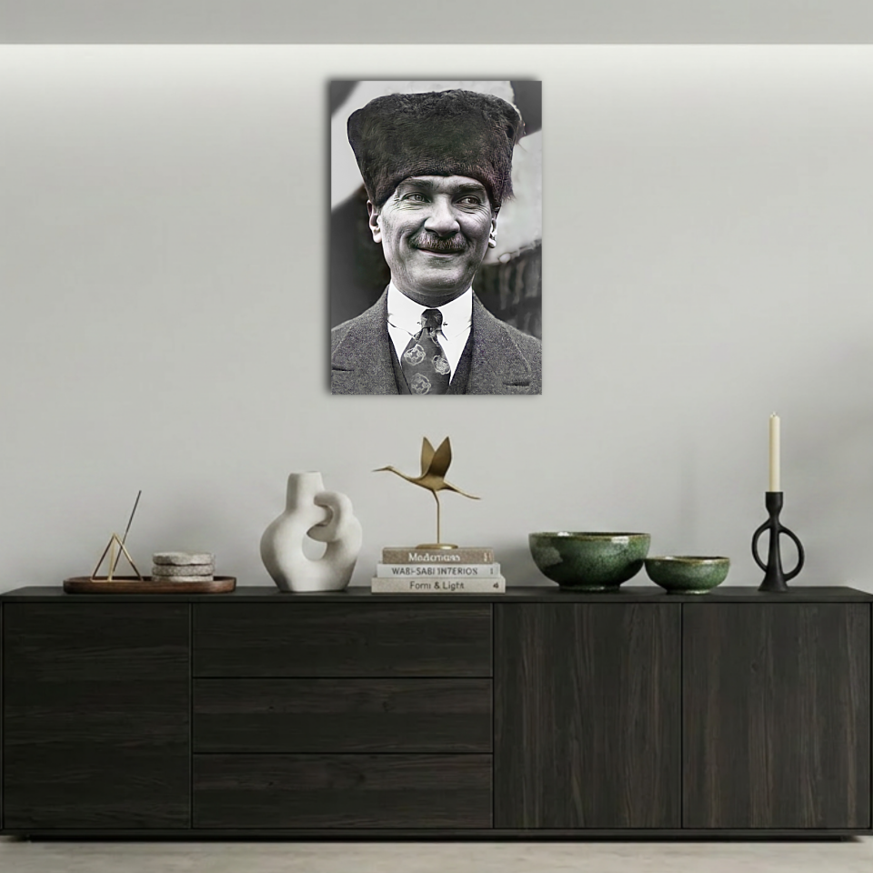 Gülen Kalpaklı Atatürk Metal Poster