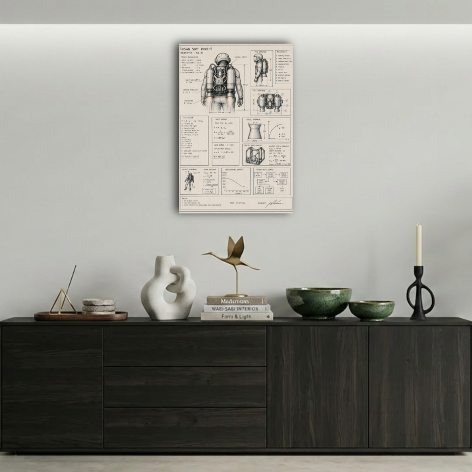 İnsan Sırt Roketi Prototipi Metal Poster