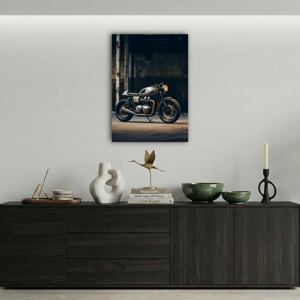 Café Racer Klasik Motosiklet Metal Poster